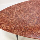 Italian Midcentury Coffee Table with Marble Top and Brass Feet, 1950s