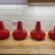 Rare set of 4 red glass pendants from the mid-century by Peill & Putzler (1970s)
