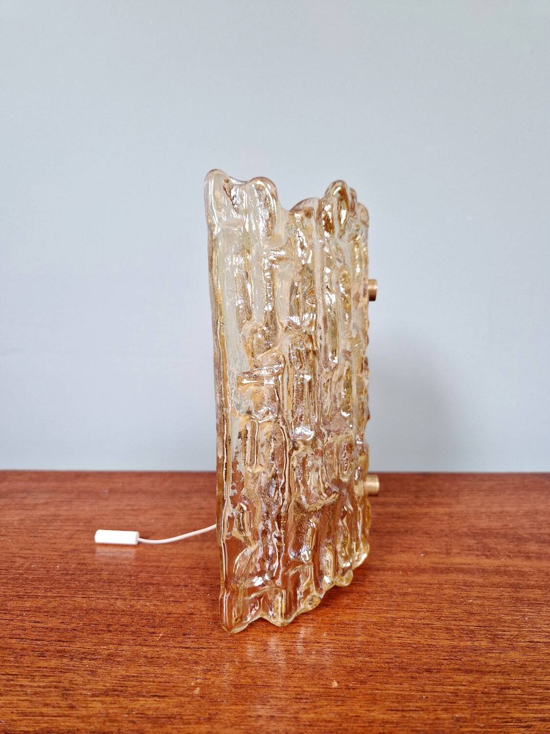 Amber glass wall lamp, design by Carl Fagerlund, Orrefors, 1960.