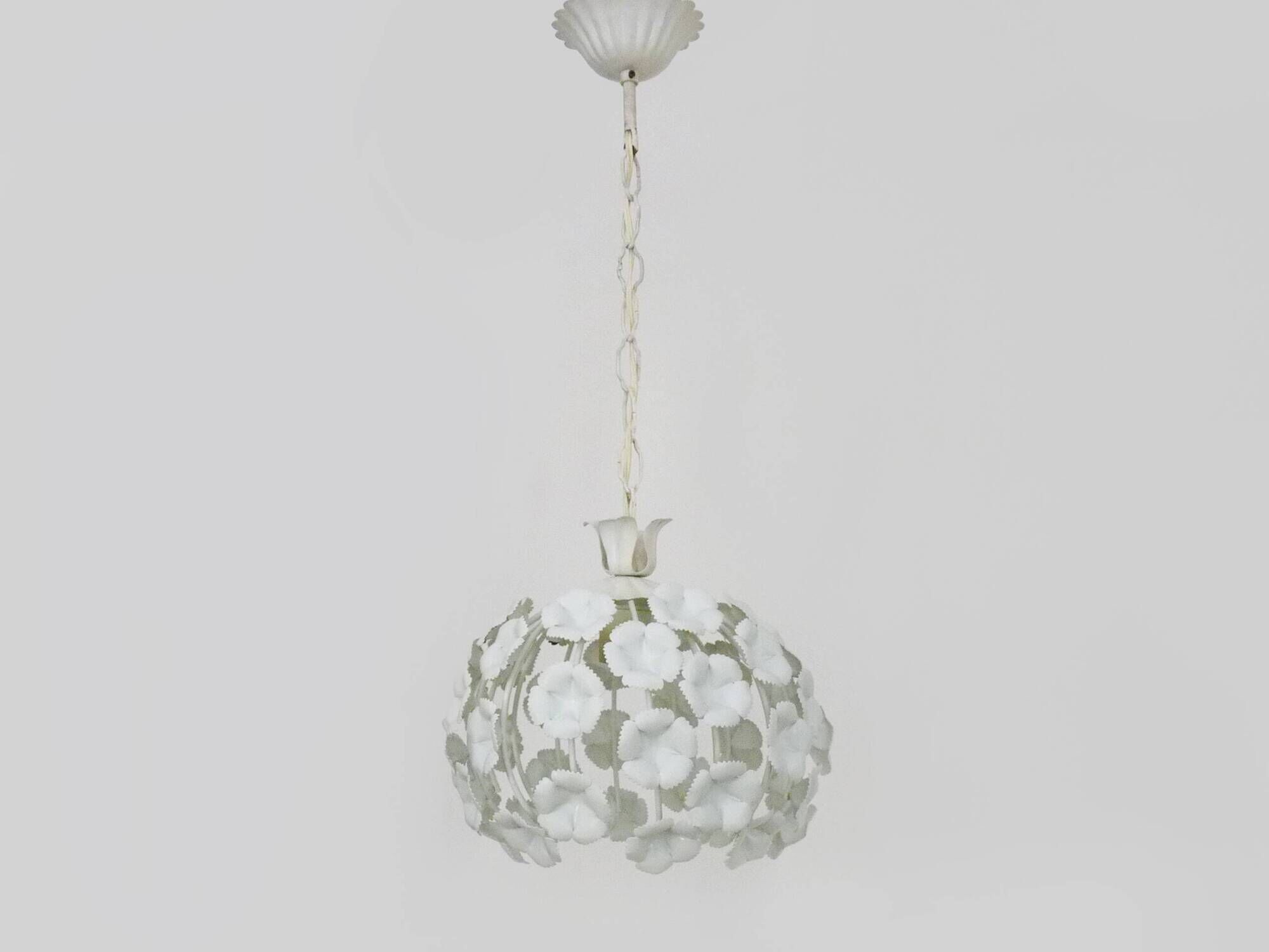 White metal floral pendant light. 1970s
