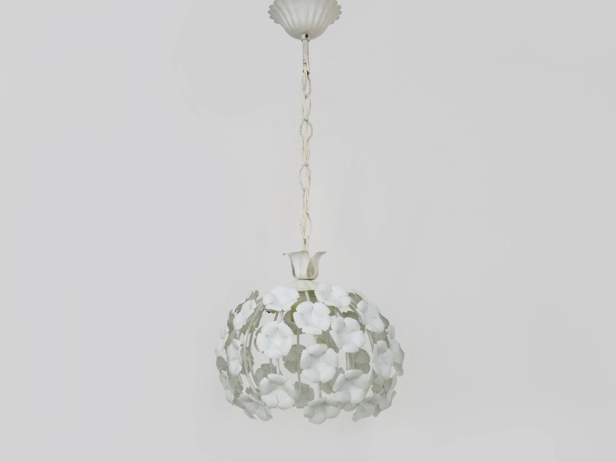 White metal floral pendant light. 1970s