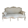 French sofa upholstered in mushroom grey linen