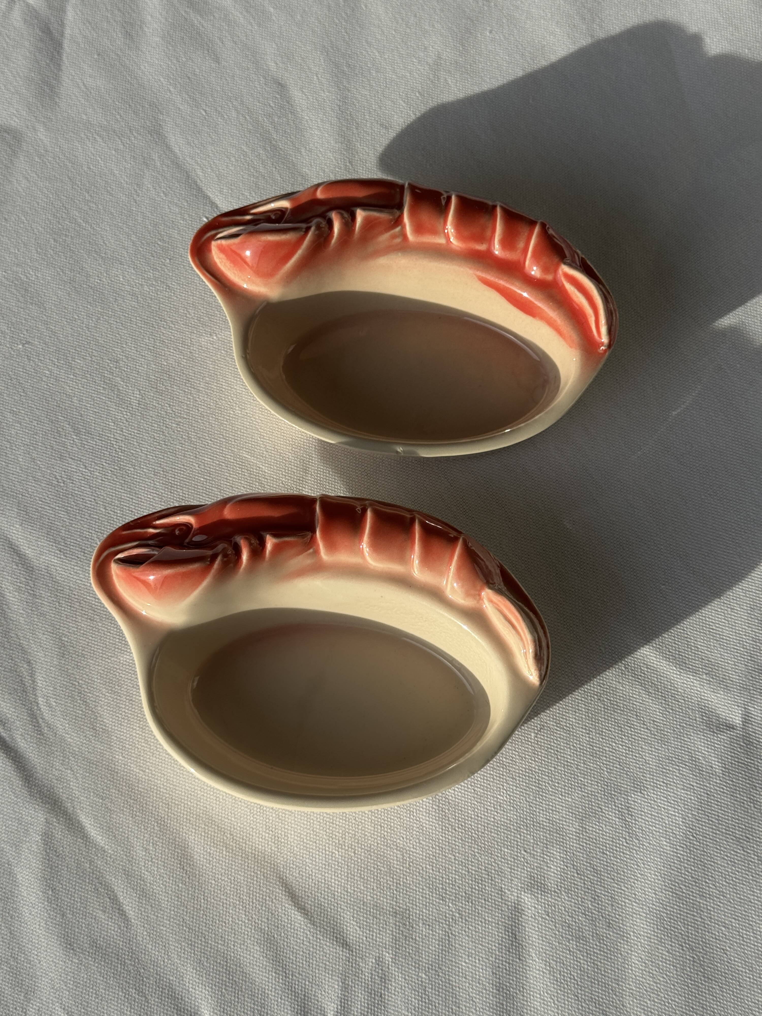 Pair of vintage lobster mini ramekins Saint Amand D15.5
