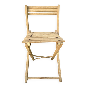 Chaise pliante ancienne à lattes de bois