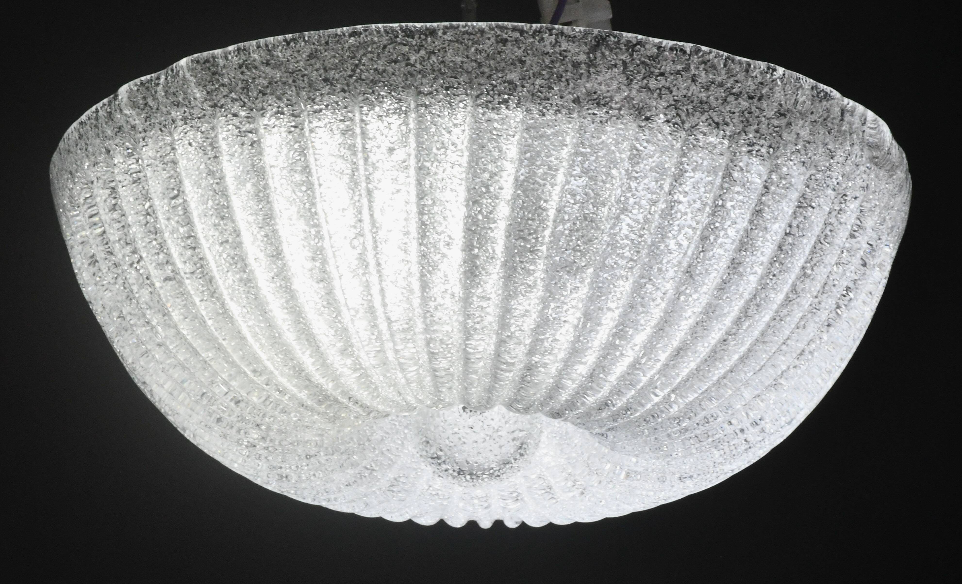 Italian midcentury Murano glass flush mount light Barovier style, 1970s
