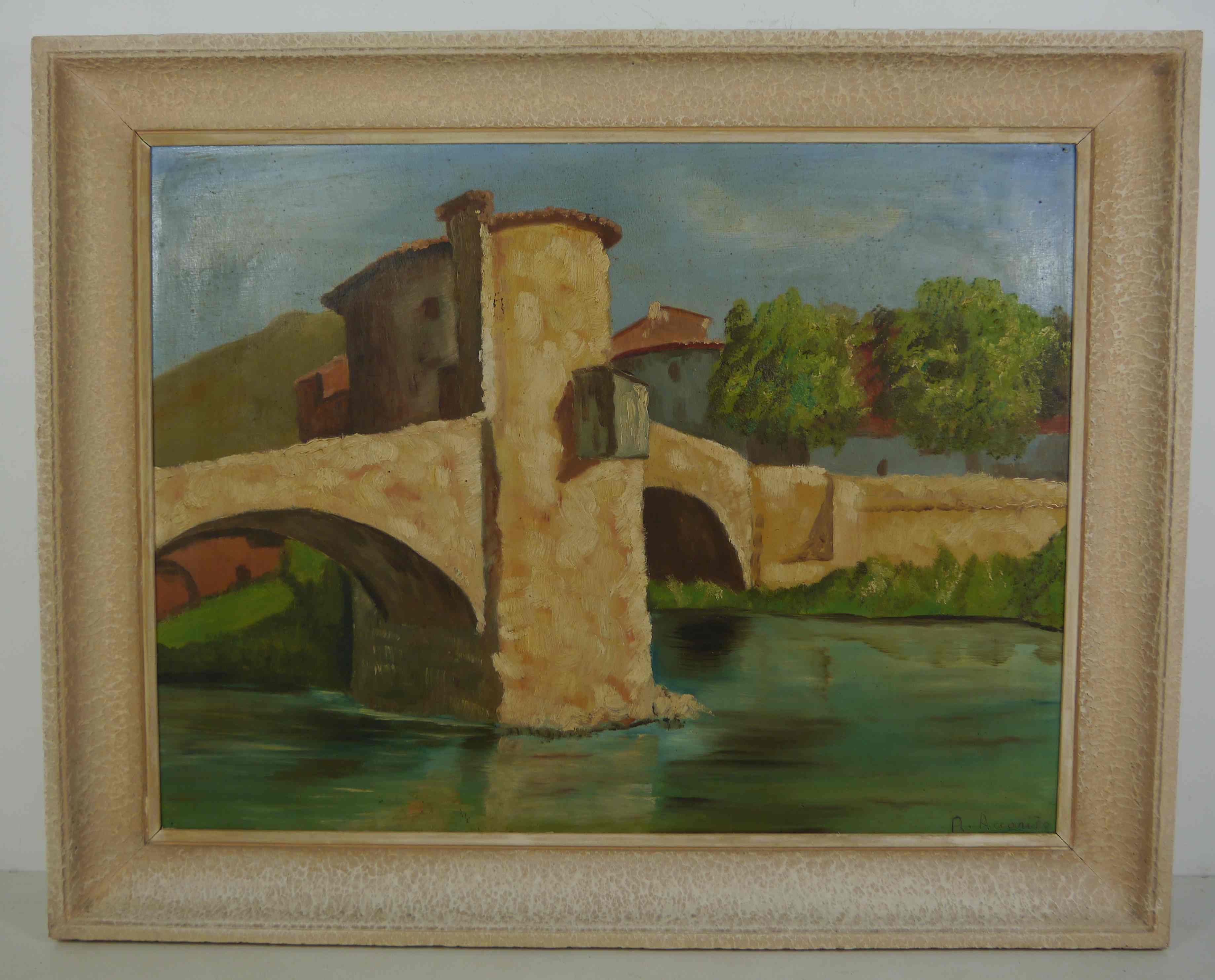 Oil painting on wood by R Accaries