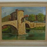 Peinture à l'huile sur bois de R Accaries