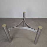 Mid-century Czechoslovak smoked glass coffee table, chrome metal, 1970s