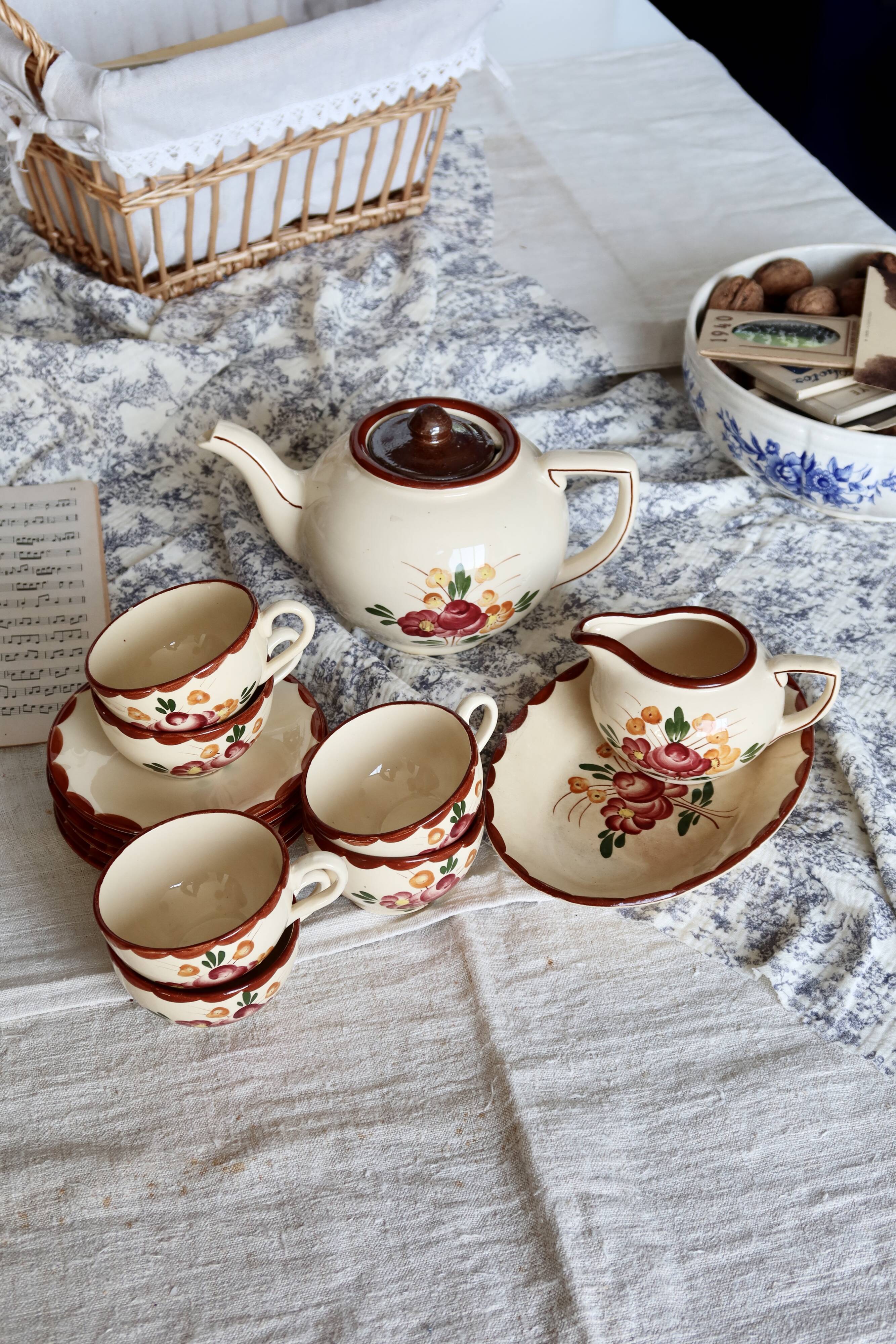 Vintage Longchamp earthenware tea set - Agen model - 5 pieces