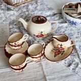 Service à thé vintage en faïence de Longchamp - Modèle Agen - 5 pièces