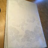 White damask tablecloth with flower pattern
