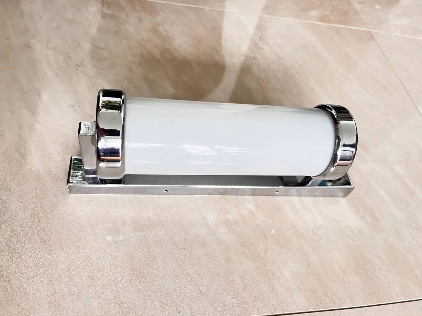 Chrome milk glass Bauhaus / Functionalist wall lamp - 1930s