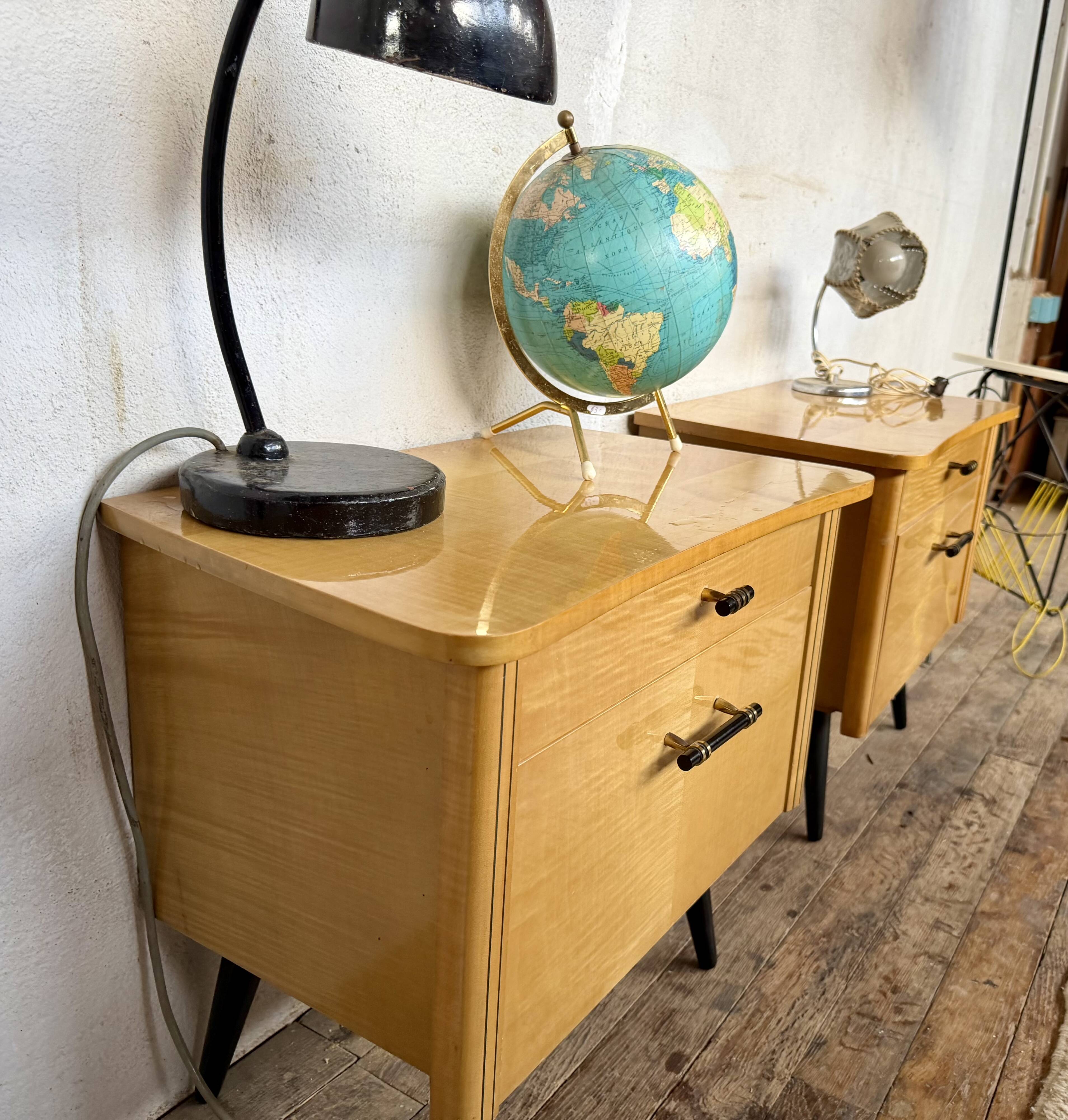 🌟 Vintage 1960s bedside tables – 1 drawer & 1 hinged door 🌟
