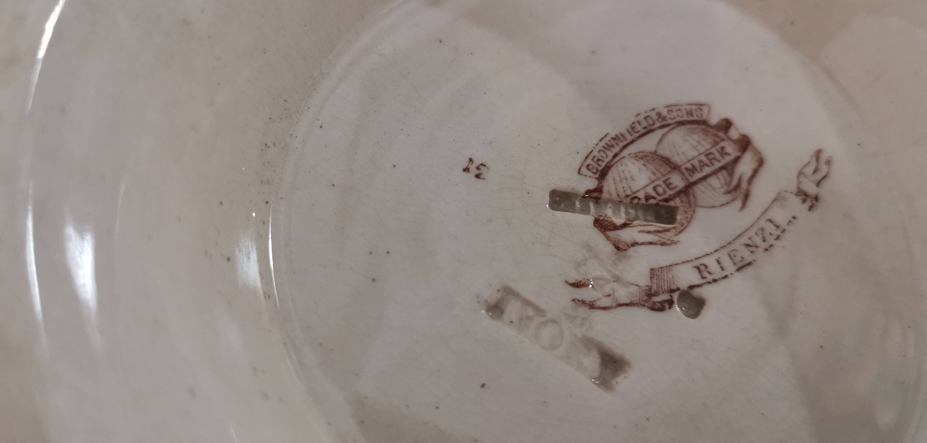 Shower pedestal dish Brownfield & Sons Porcelain Trade Mark Rienzi