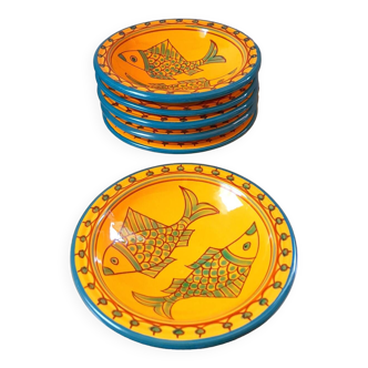 Set of 6 fish plates