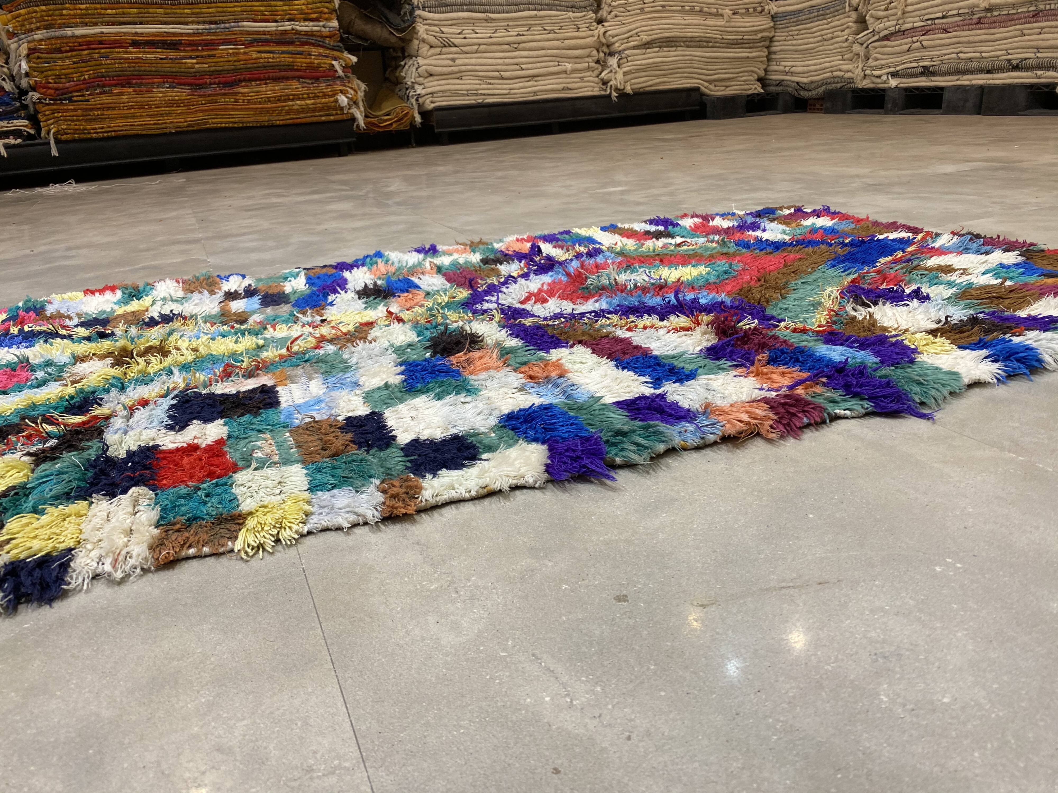 Multicolor carpet in boucherouite fabric 110x200cm