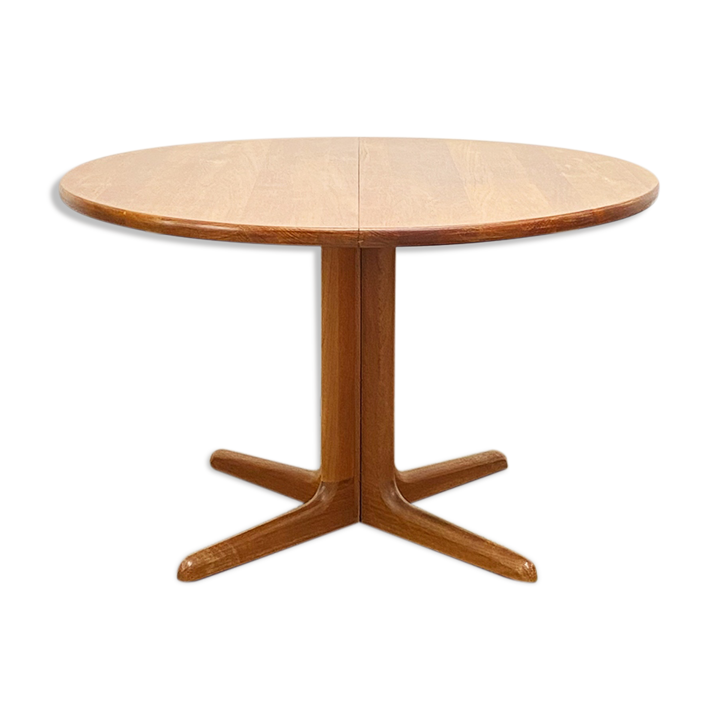 Extendable round mid century teak dining table, 1950s, Denmark