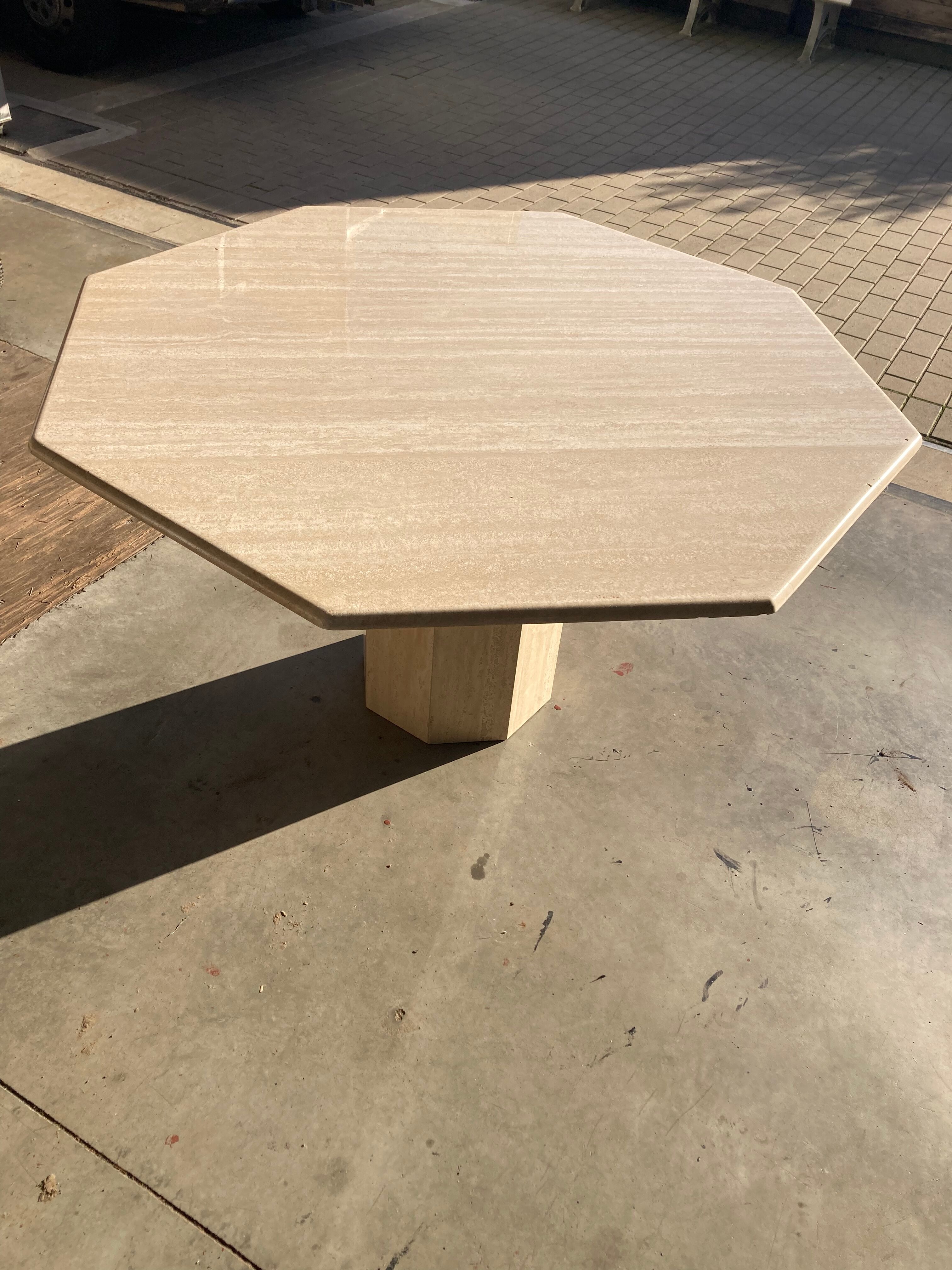 Travertin dining table octagonal