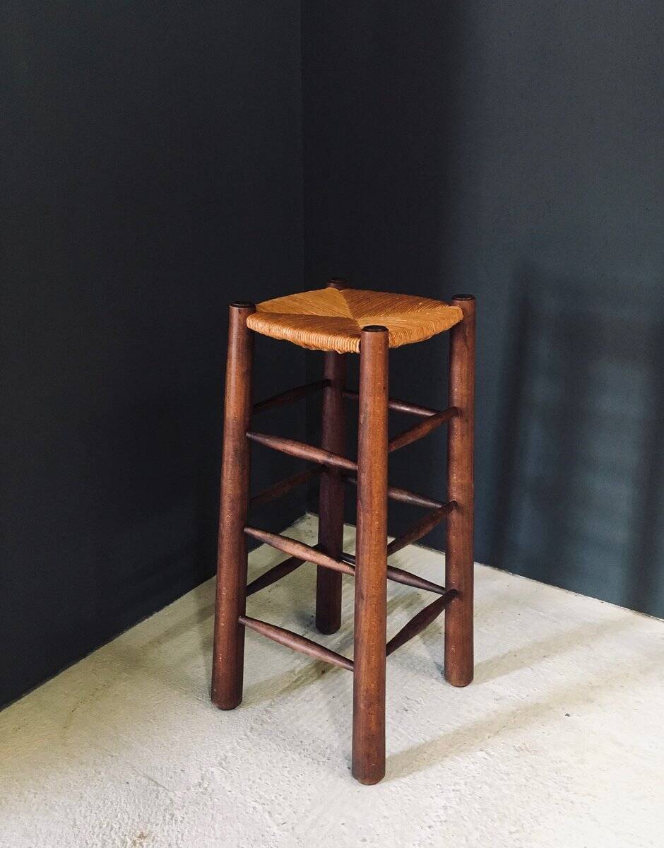 Brutalist bar stool by Charles Dudouyt, France, 1940s.