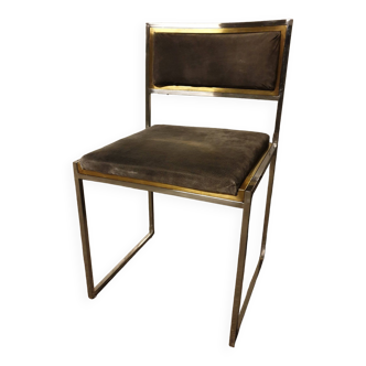 Chaise métal et cuir vintage style W.Rizzo 1970