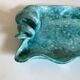 Wavy turquoise glazed earthenware plate 1960 Provence