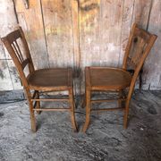 Pair of vintage luterma light wood bistro chairs