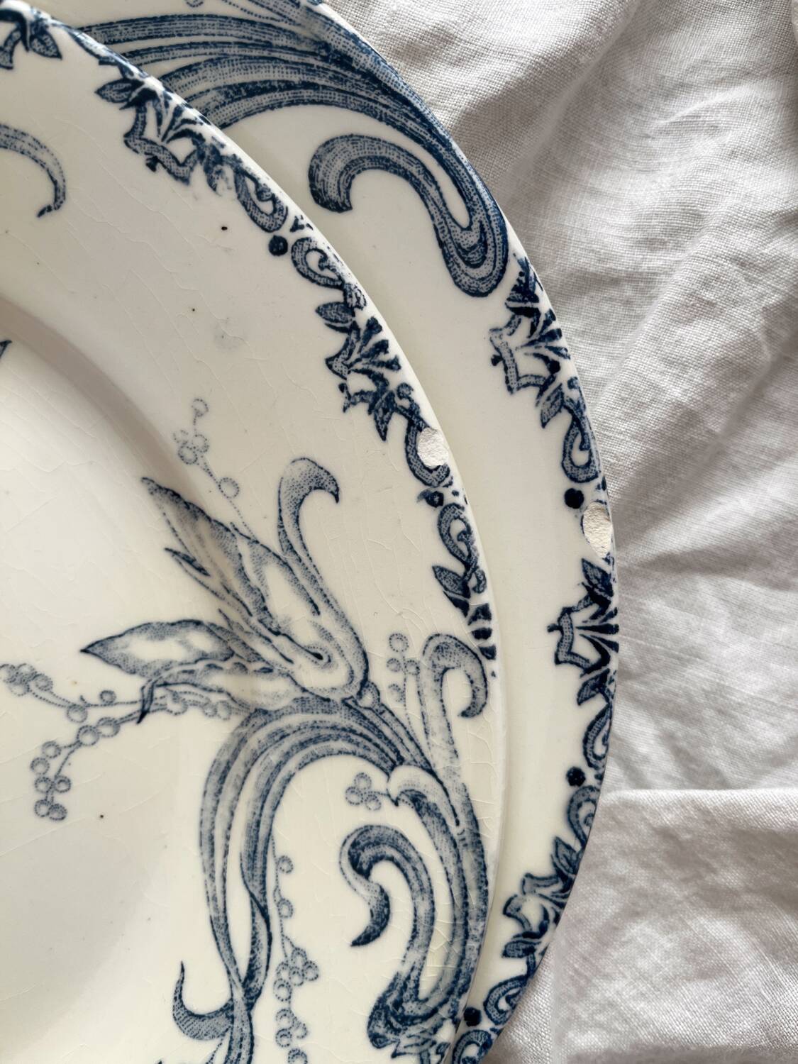 6 “Iris” Clairefontaine ironstone dessert plates