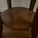 Low round art deco table in honey wood