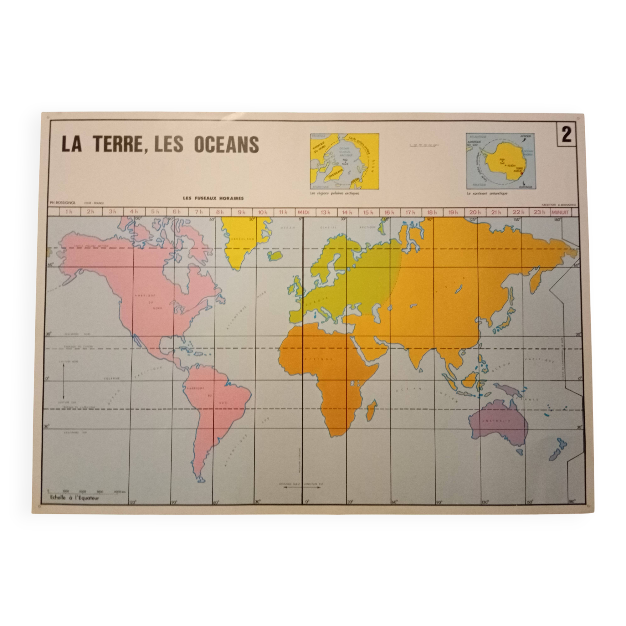 School map: the concept of scale n°1 / the earth the oceans n°2