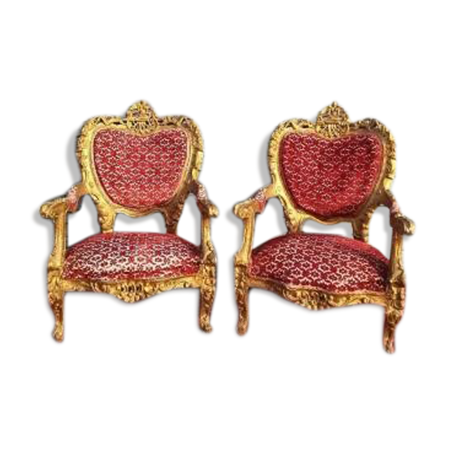 pair of gilded wooden ceremonial chairs