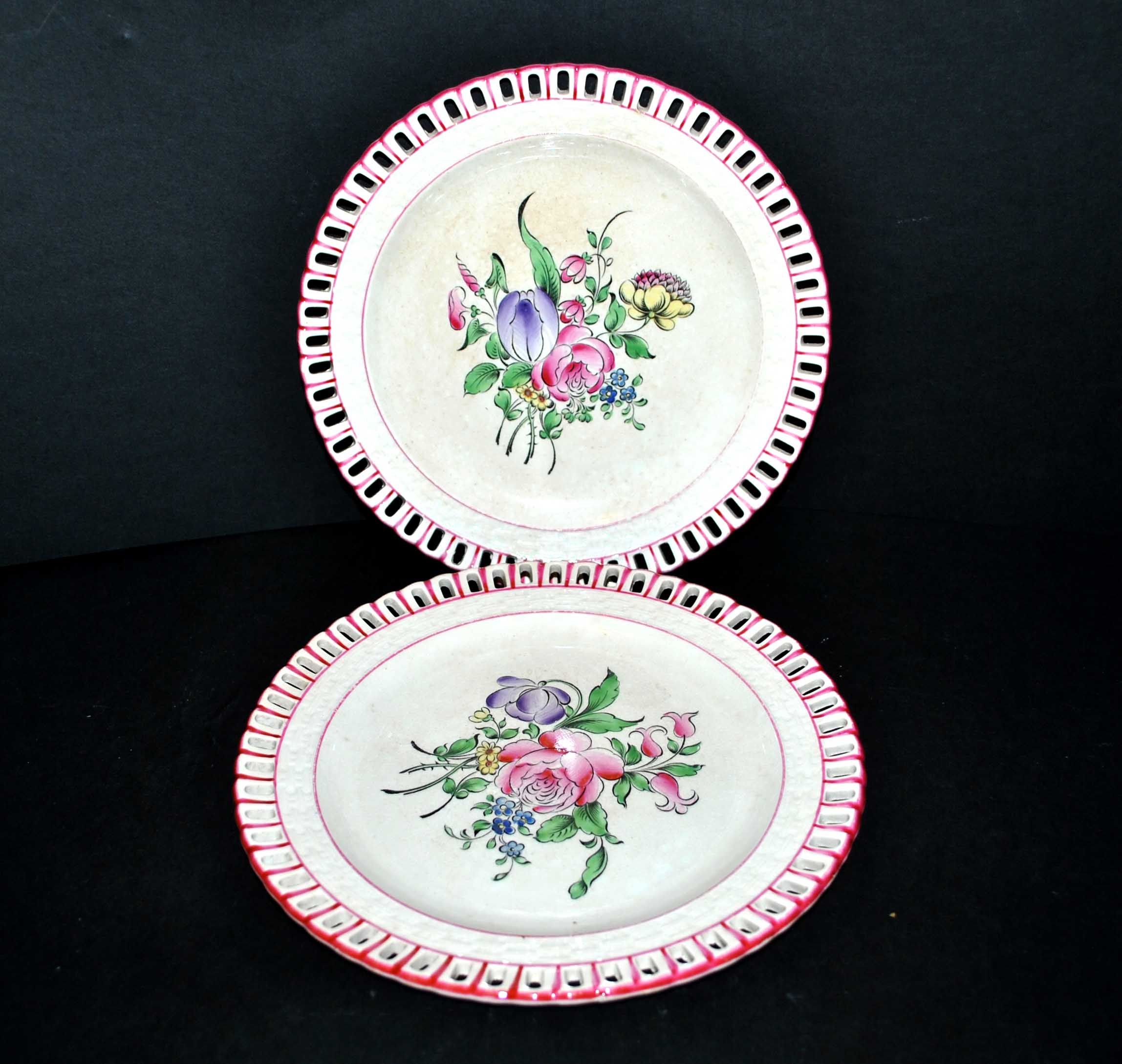Dessert plates in openwork earthenware KG Lunéville model Lamppost