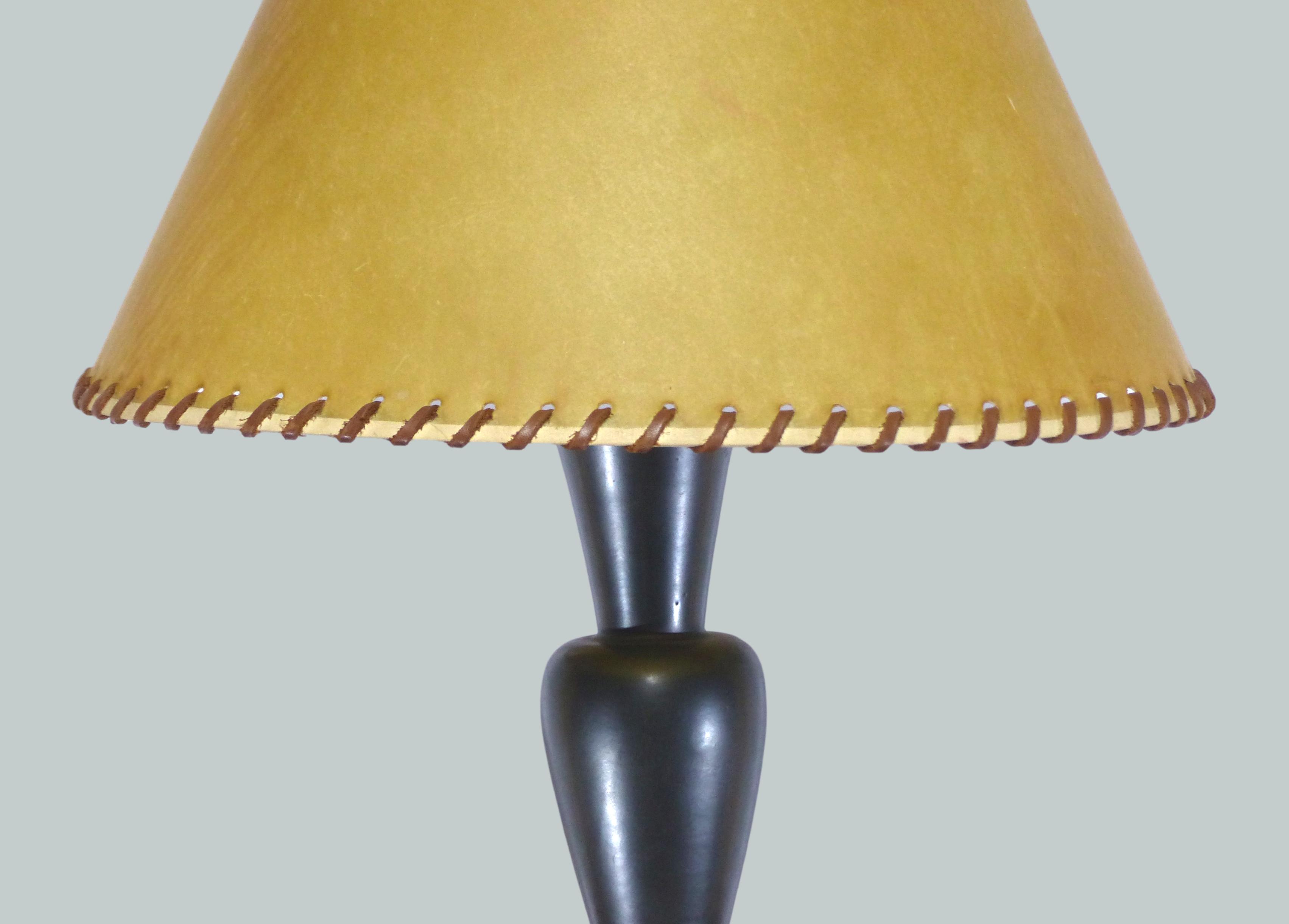 Baluster lamp in glossy black enamelled earthenware