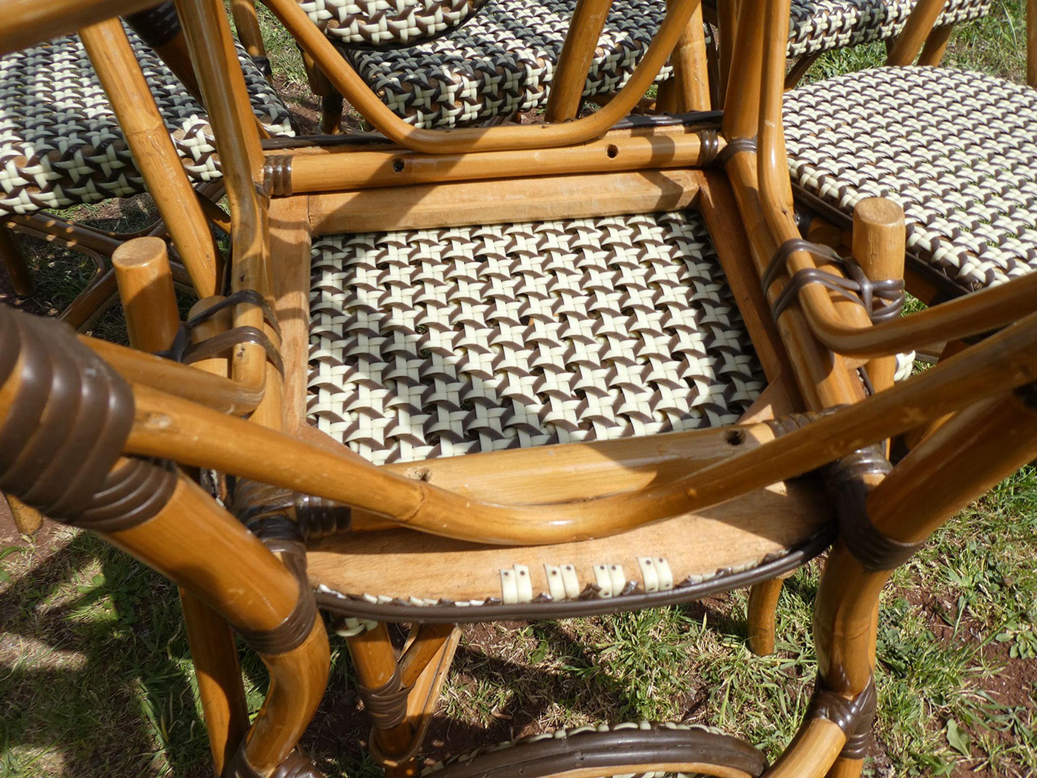 Set of 6 chairs bistro terrace "Parisian" rattan and brown braiding