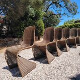 6 vintage rattan chairs dlg Verner PANTON