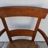 Fauteuil ancien en bois et paille