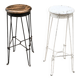 Pair of vintage industrial bar stools in metal and wood – 1950s