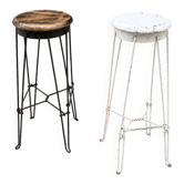 Pair of vintage industrial bar stools in metal and wood – 1950s