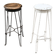 Pair of vintage industrial bar stools in metal and wood – 1950s