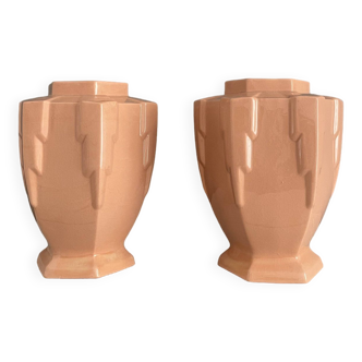 Pair of Art Deco Orchies Moulin des Loups vases circa 1930