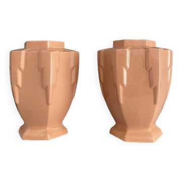 Pair of Art Deco Orchies Moulin des Loups vases circa 1930