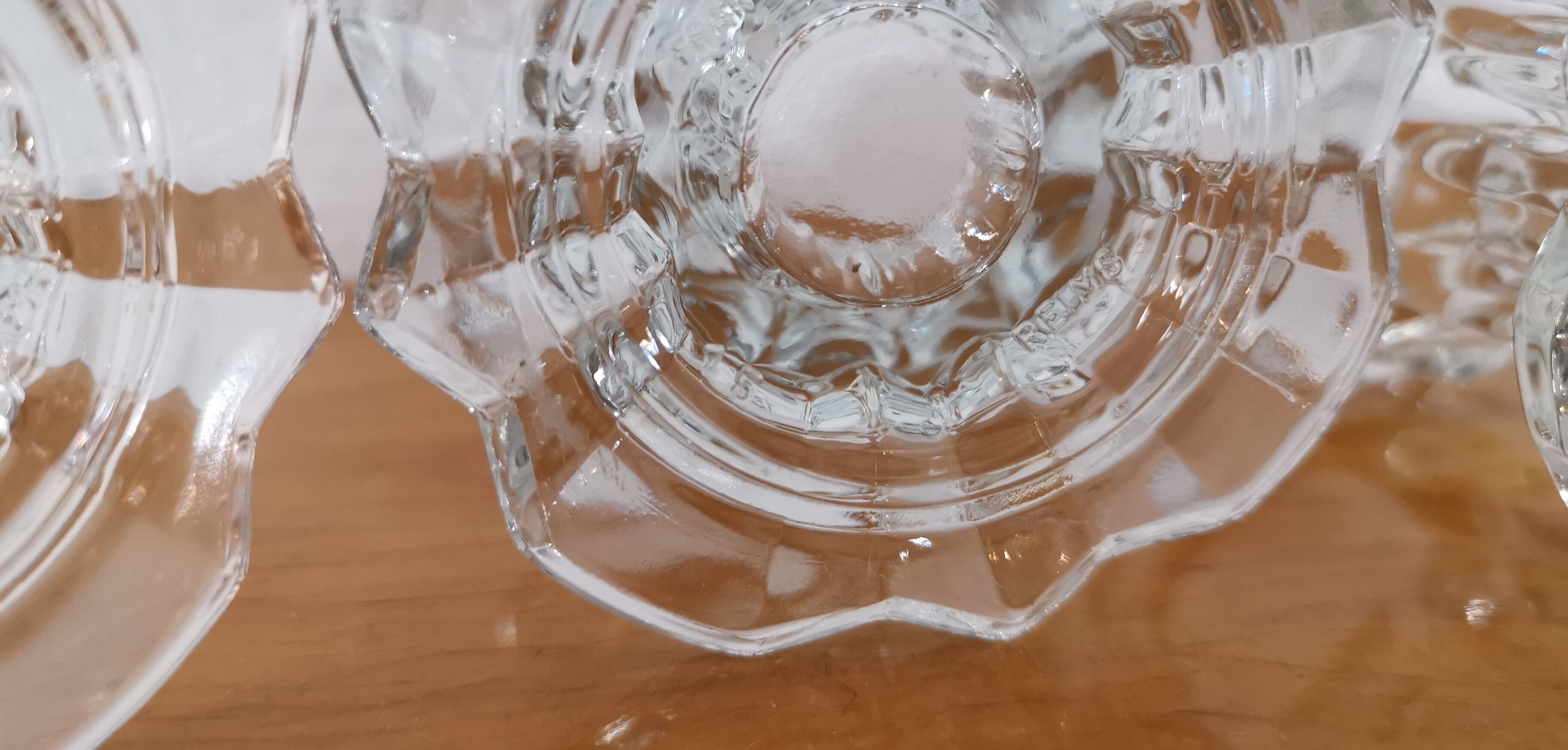 3 Reims glass candle holders France 1970s