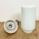 Industrial White Porcelain Pendant Light with Milk Glass, 1970s