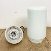 Suspension en porcelaine blanche industrielle avec verre opale, années 1970