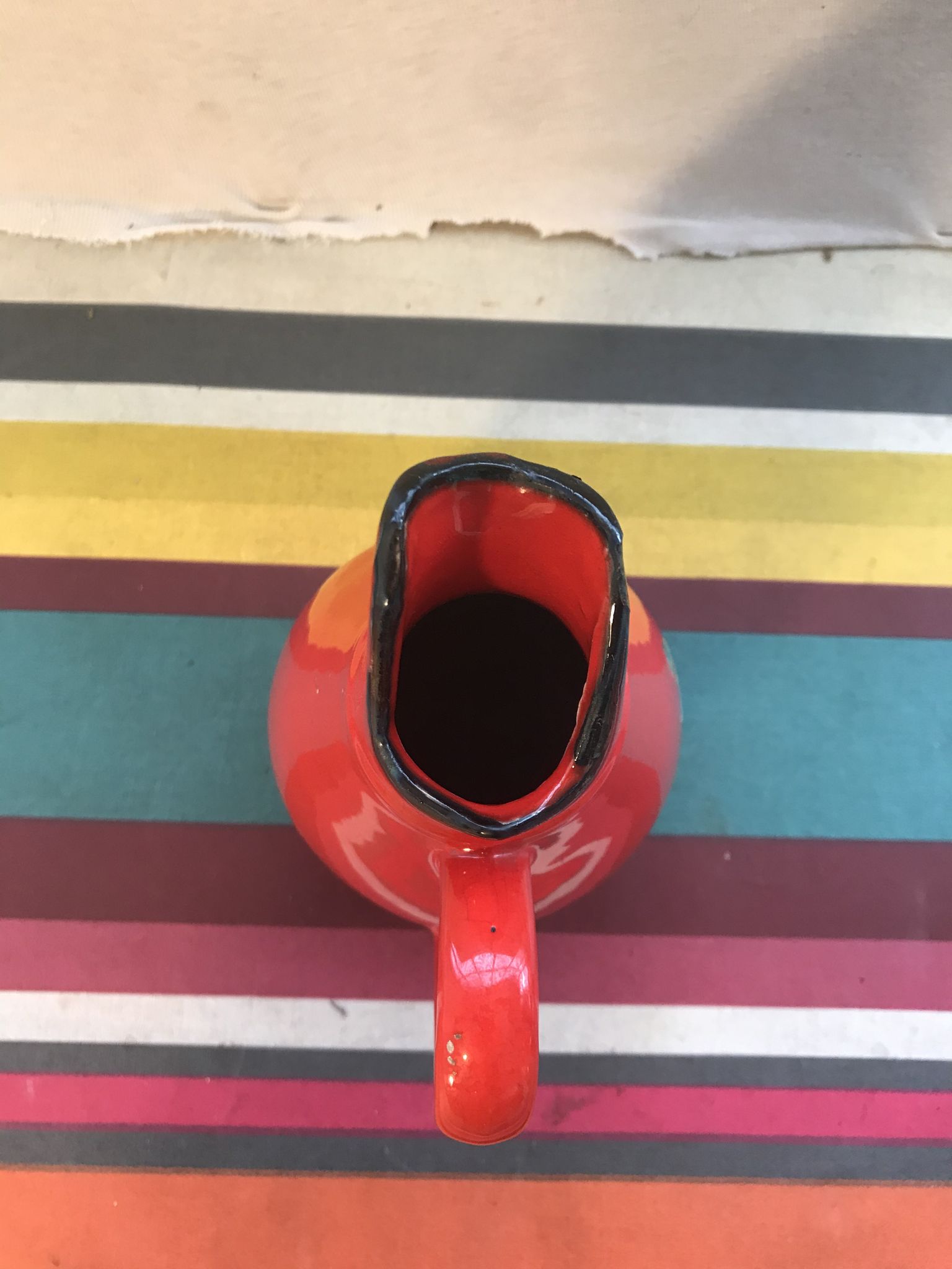 Former red ceramics pitcher - anse cuisine 70s vintage