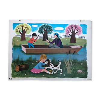 Vintage school poster Nathan 1968 La Barque