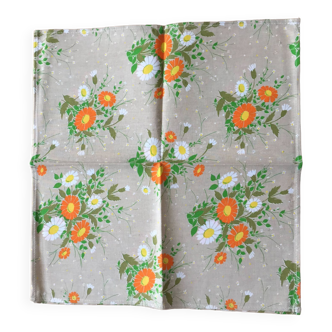 Vintage Moissac floral tablecloth and 8 new napkins - beige orange green new
