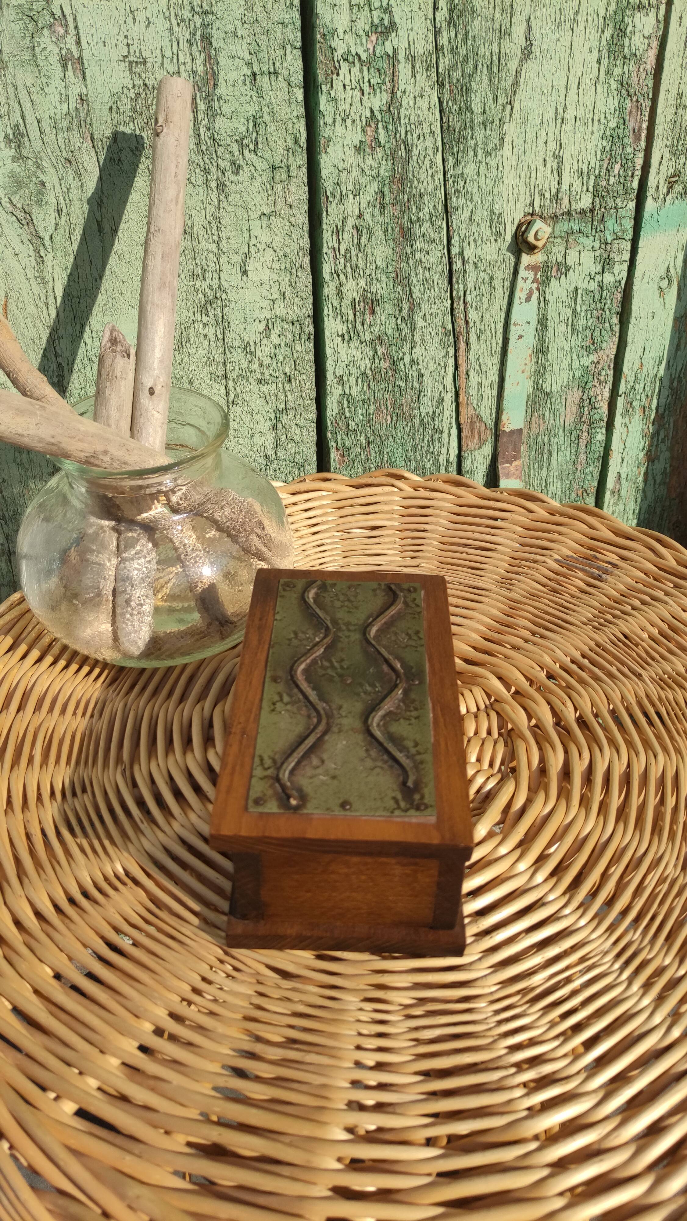 Vintage wooden and metal box
