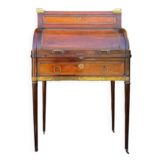 Élégant et rare Bureau Cylindre En Acajou D’époque Louis XVI
