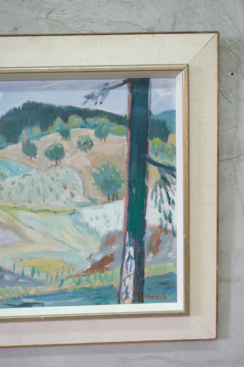 Gerhard Karlmark, Modern Landscape, 1960s, Oil on Panel, Framed
