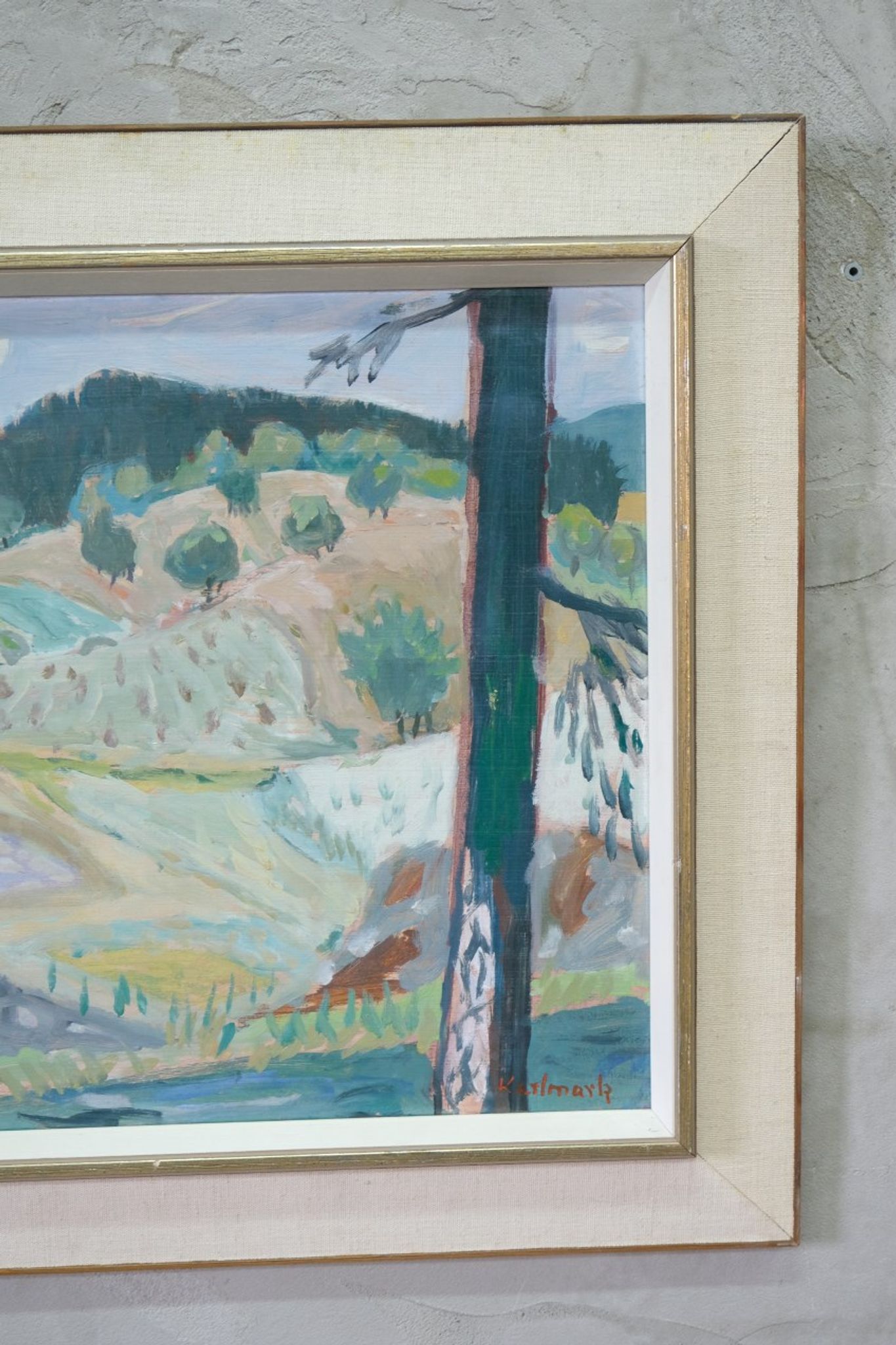 Gerhard Karlmark, Modern Landscape, 1960s, Oil on Panel, Framed